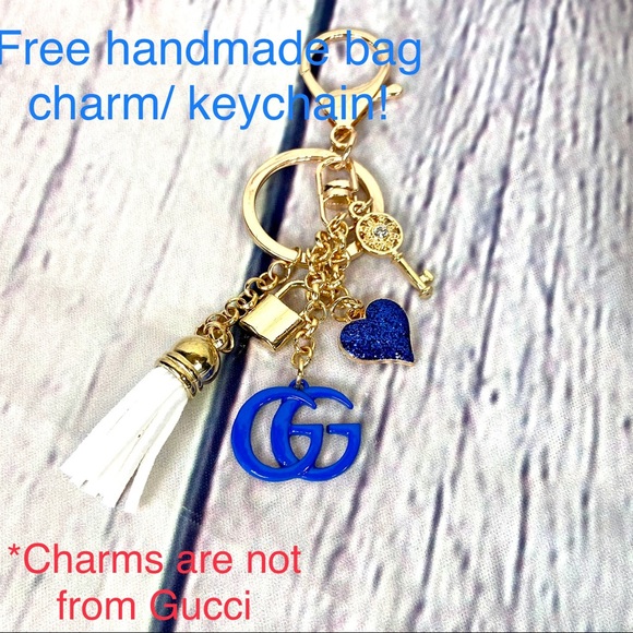 Gucci Marmont blue floral canvas wallet crossbody w/box, dust bag & bag charm - Picture 11 of 16